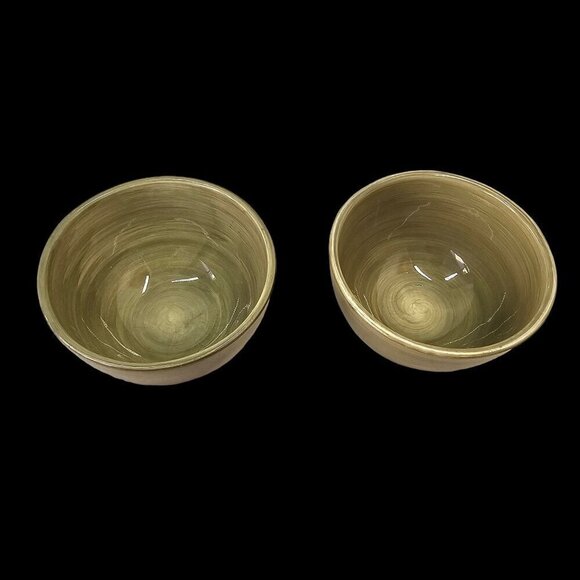 Artimino Ciao II Handpainted Earthenware Cereal Bowls 2 Green 6.5" Diameter - Picture 6 of 6